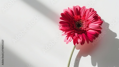 Gerbera Daisy in Full Bloom, Nature's Beauty Captured in a Vibrant Floral Image, Isolated Summer Blossom with Orange and Red Petals. photo