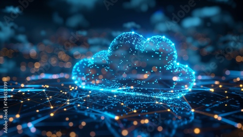 Cloud computing on digital network lines background