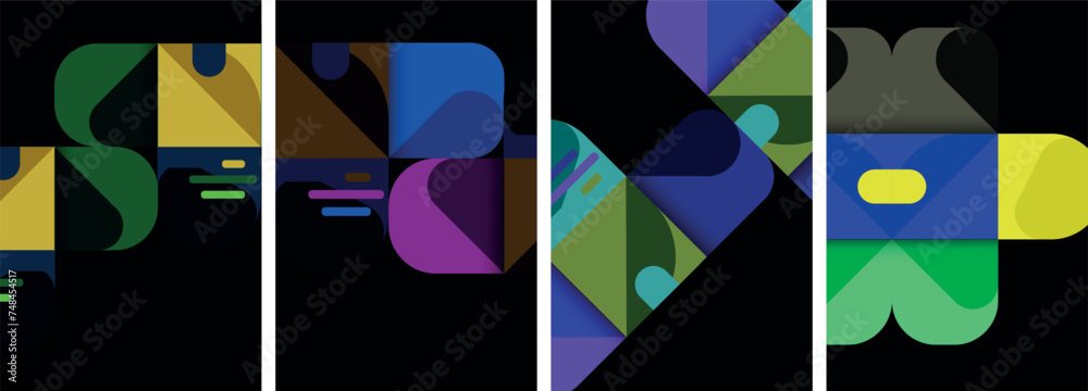 Balance movement geometric backgrounds. Poster collection for wallpaper, business card, cover, poster, banner, brochure, header, website