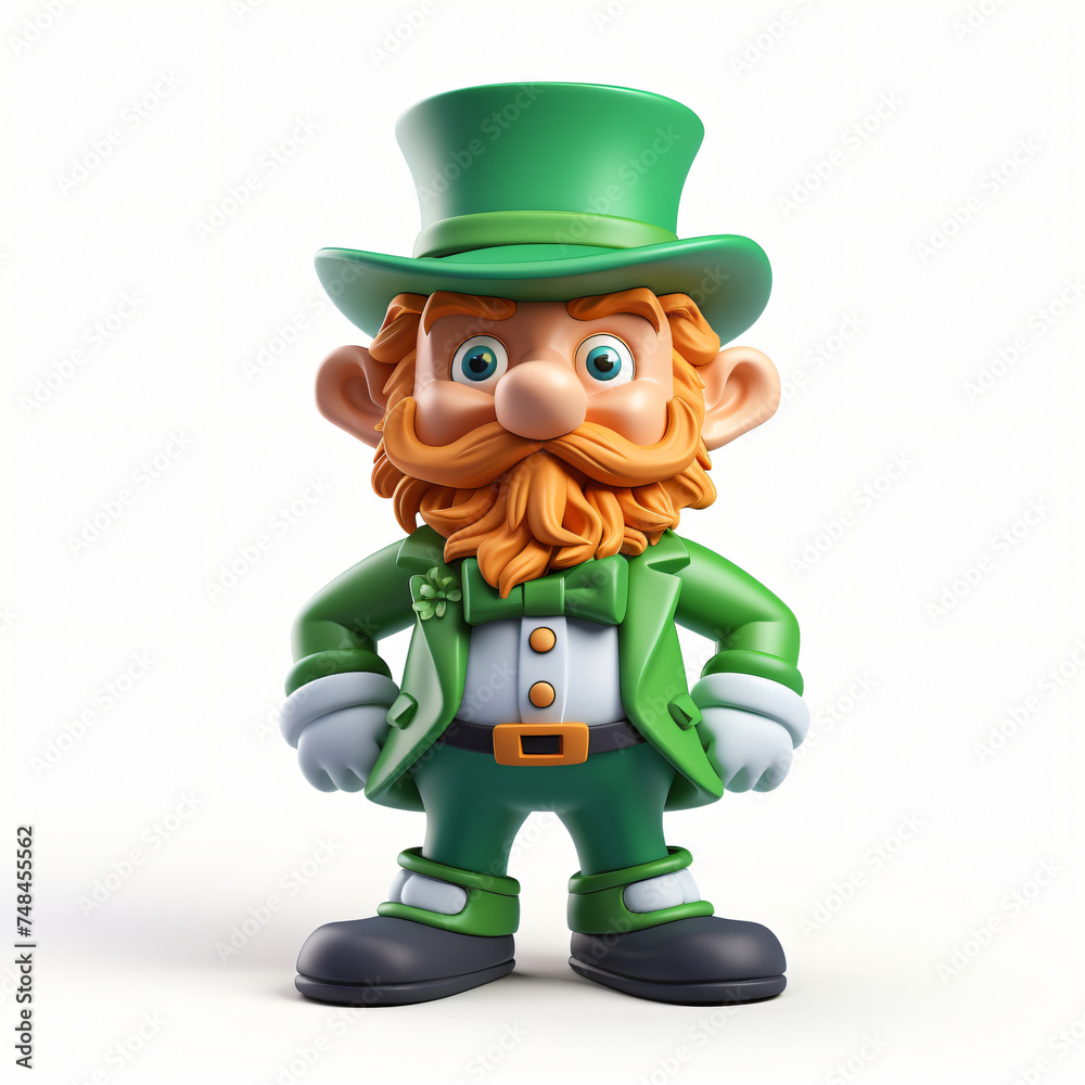 custom made wallpaper toronto digital3d render icon of leprechaun with green hat and mustache generated AI