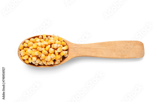 Spoon of corn on white background. Festa Junina (June Festival) celebration