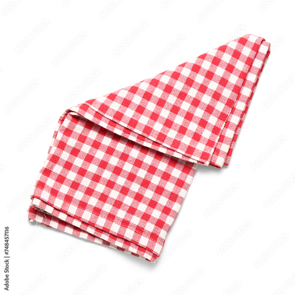 Plaid napkin on white background. Festa Junina (June Festival) celebration