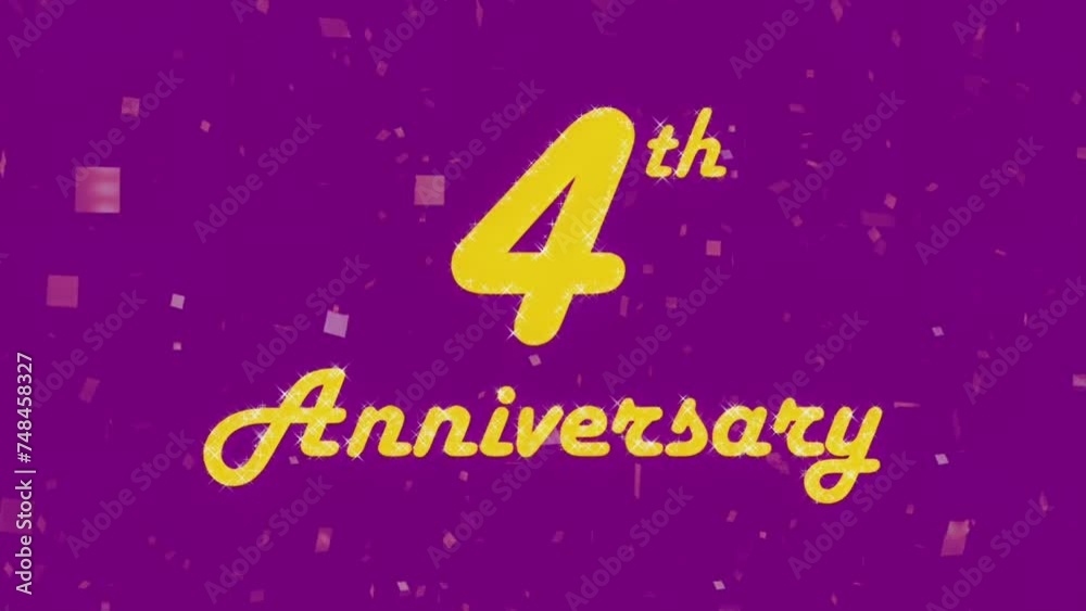 Happy 4th anniversary 009, motion graphic purple background. Happy 4th anniversary 009, motion graphic purple background.