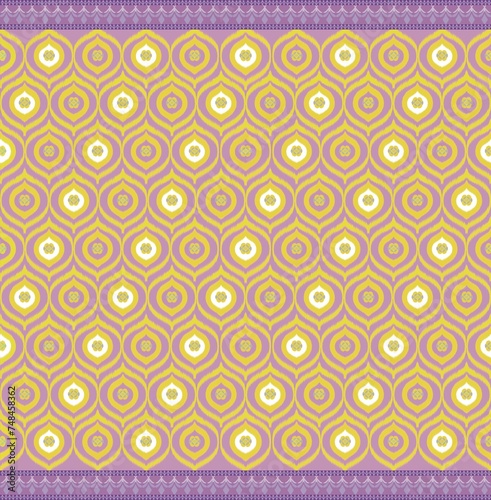 Seamless retro background modern pastel pink yellow ikat pattern concept for Faux tribal weave pattern,Aztec carpet boho fabric,tile design background.Ikat ethnic seamless pattern decoration design.