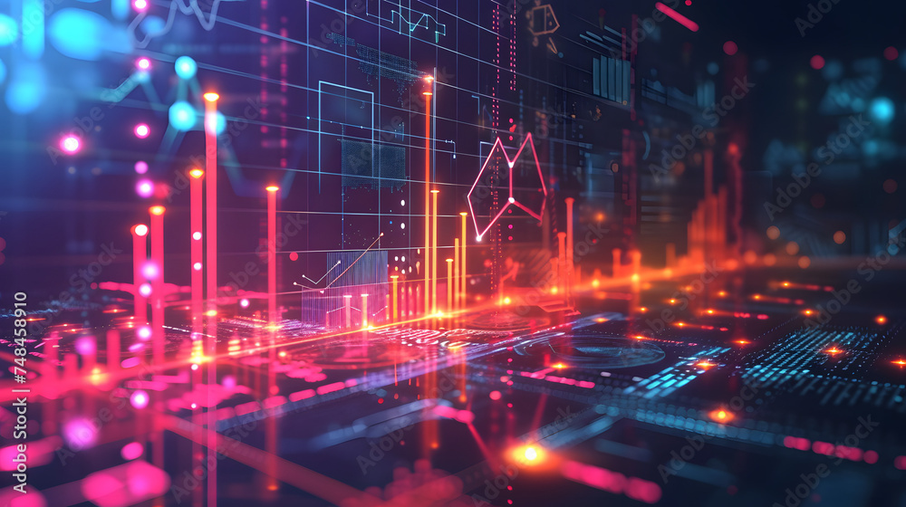 Obraz premium New age of scientific and business data visualization. Data science and visual management design concept. Abstract background