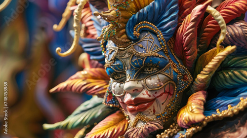A closeup of a carnival float model showcasing the elaborate and imaginative designs that are a key feature of the lively parades that take place during Carnival season. © Justlight