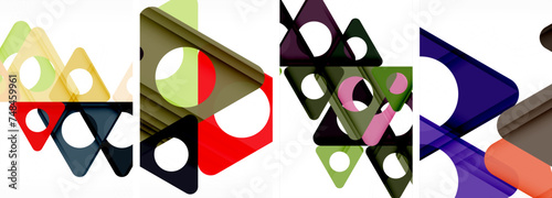 Abstract background set featuring captivating triangles. Harmonious blend of geometry and style, these designs bring modern flair