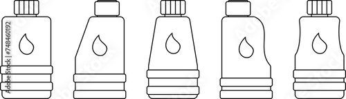 motor oil bottle icon set. simple line art vector isolated on white background. design can be edited.