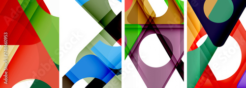 Abstract background set featuring captivating triangles. Harmonious blend of geometry and style, these designs bring modern flair