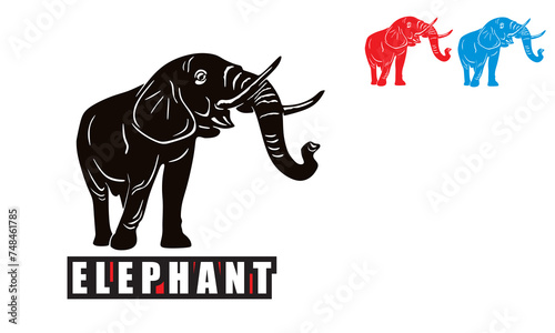 GREAT BIG ELEPANT LOGO, silhouette of strong and healthy elephant standing vector illustrations photo