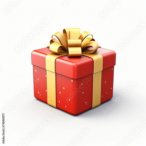 3d render icon of gift box cartoon isolated generated AI