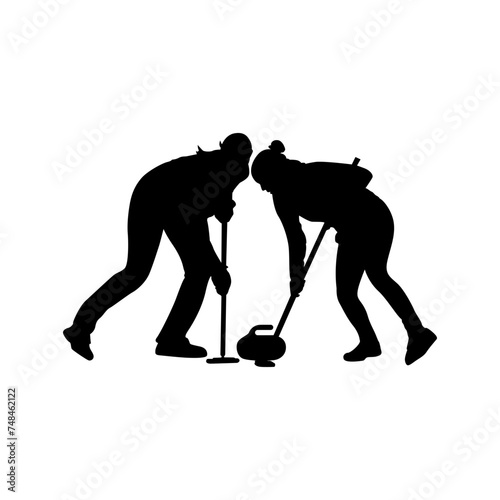 The silhouette portrays the unwavering focus and determination of the curling player as they strategize and execute their shots with precision.
