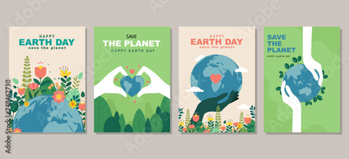 Earth day poster collection for graphic and web design  business marketing and print material. Vector illustration