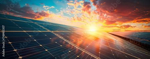 Installed solar panels, green energy photo