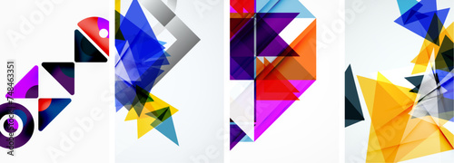 Set of abstract random triangle composition backgrounds. Vector illustration for for wallpaper, business card, cover, poster, banner, brochure, header, website