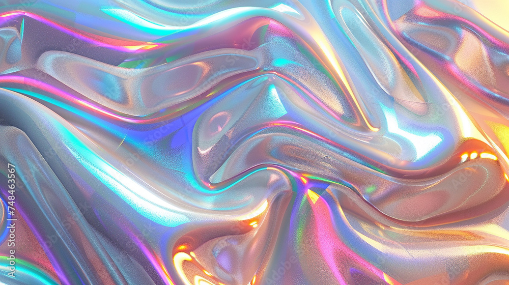 Fototapeta premium AI art, metallic color wavy background
