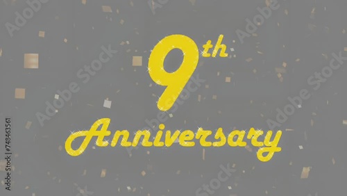 Happy 9th anniversary 008, motion graphic grey background.