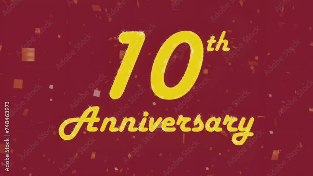 Happy 10th anniversary 004, motion graphic ruby red background. Happy 10th anniversary 004, motion graphic ruby red background.