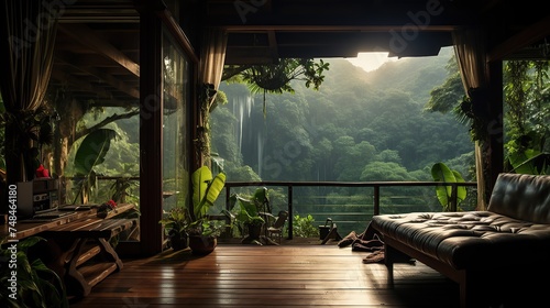 Rainforest cabin with a panoramic jungle vista