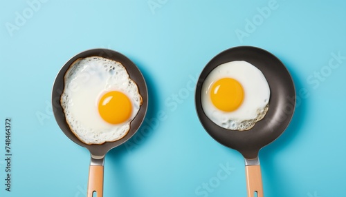 fried eggs on pans