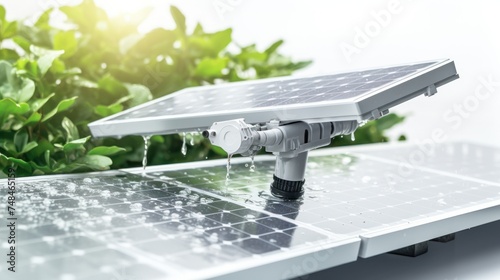 Automatic watering system that saves water and sunlight from solar cells Save water and energy Isolated transparent background