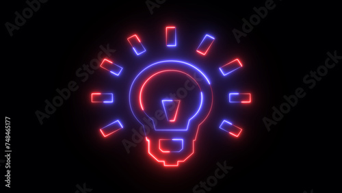 Glowing neon lightning bulb icon. Abstract bright symbol icon of electric led bulb