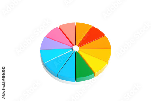Finance: pie chart icon simple icon The meaning is clearly conveyed. Focus on bright colors Conveys wealth, success,Isolated on a transparent background.