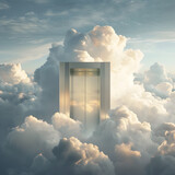 An Elevator in the clouds representing Heaven and the afterlife 