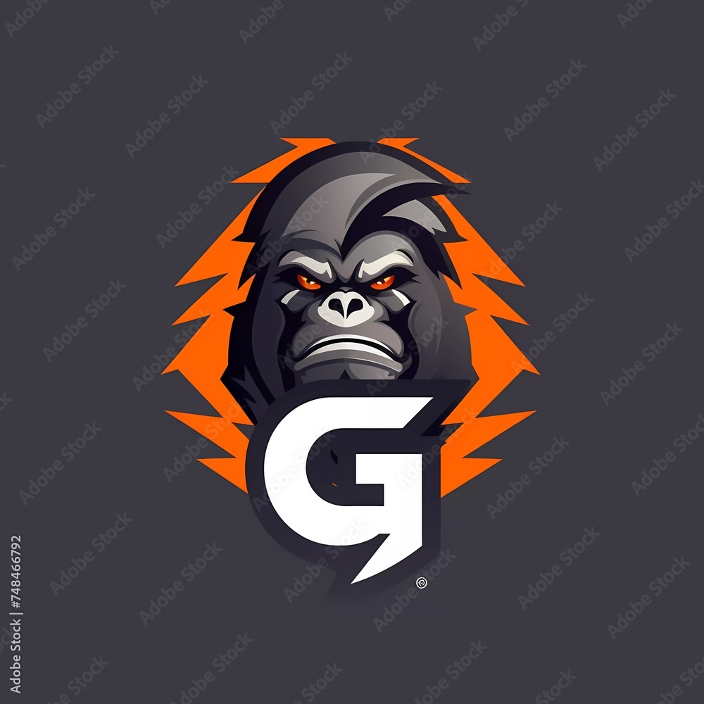 flat logo vector illustration of a combination of a gorilla with the letter G. generative ai flat logo vector illustration of a combination of a gorilla with the letter G. generative ai