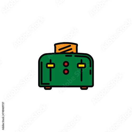 Original vector illustration. A contour icon. An electric appliance designed for fast toasting of flat pieces of bread. The toaster. A design element.