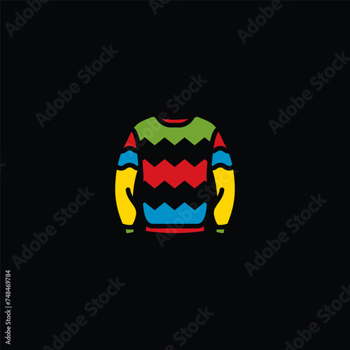 Original vector illustration. The icon of a warm knitted sweater with a pattern.