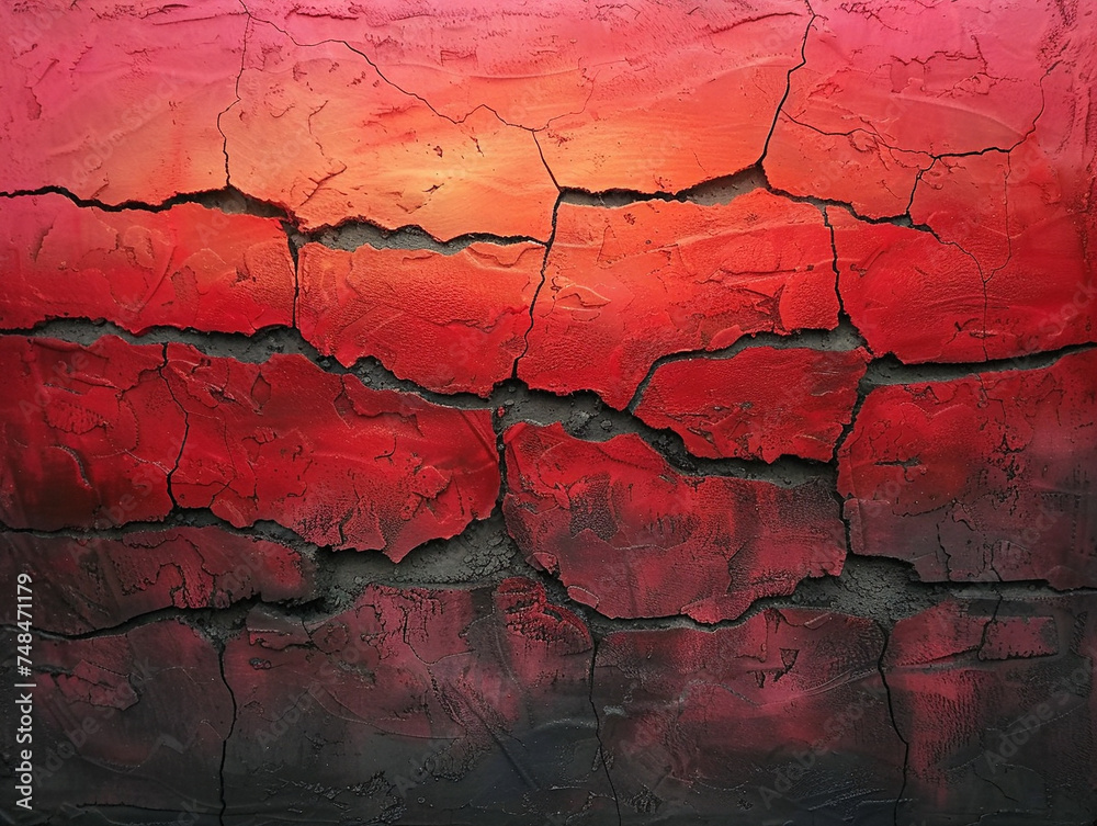 The detailed texture of a crumbling wall, painted in the ominous glow of a red sky, hinting at the world's end The detailed texture of a crumbling wall, painted in the ominous glow of a red sky, hinting at the world's end