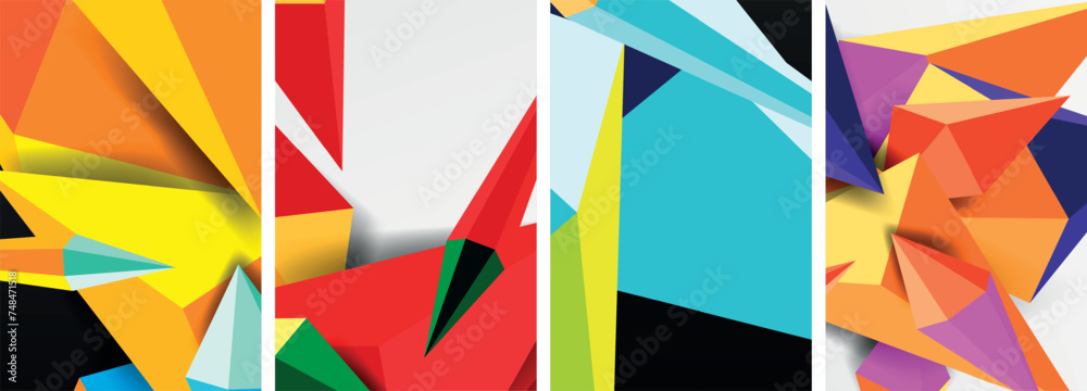 Triangle abstract concepts poster set with geometric minimal designs Triangle abstract concepts poster set with geometric minimal designs
