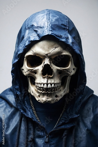 Skull in a hoody. Halloween . Santa Muerte  Calavera  Mexicans Day of the Dead  Dia de Los Muertos.