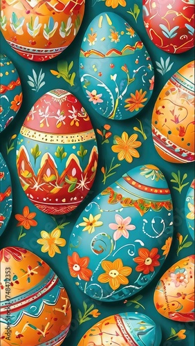 Generative Ai pattern Egg easter and flower © Ioashrv