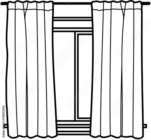 doodle curtain window outline