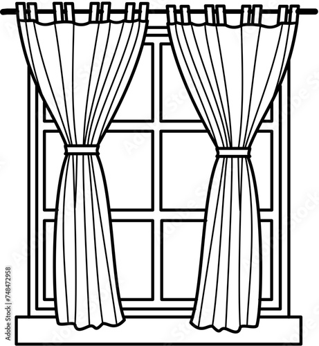 doodle curtain window outline