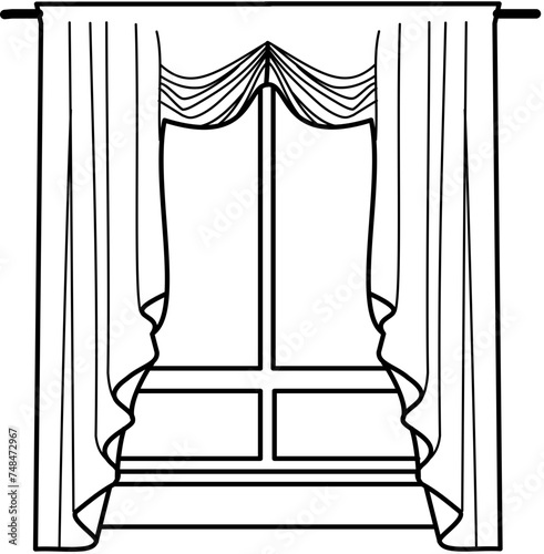 doodle curtain window outline