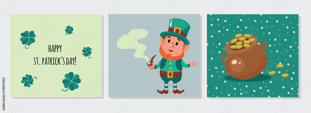 Saint Patrick's Day cartoon vector card illustration
