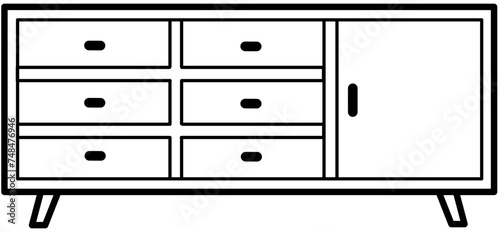 modern, furniture, cabinet, buffet, outline