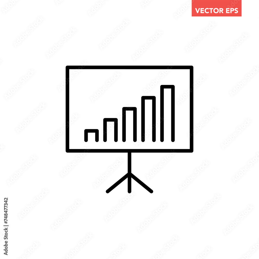 Black single financial presentation board line icon, simple business analysis graph flat design pictogram vector for app ads web banner button ui ux interface elements isolated on white background Black single financial presentation board line icon, simple business analysis graph flat design pictogram vector for app ads web banner button ui ux interface elements isolated on white background