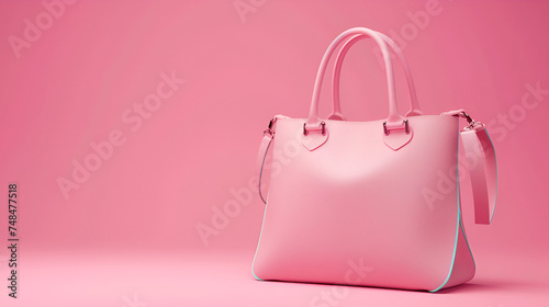 Summertime vibes with a pastel-colored women's handbag on a dreamy pink background. Let your style bloom!, Generative Ai