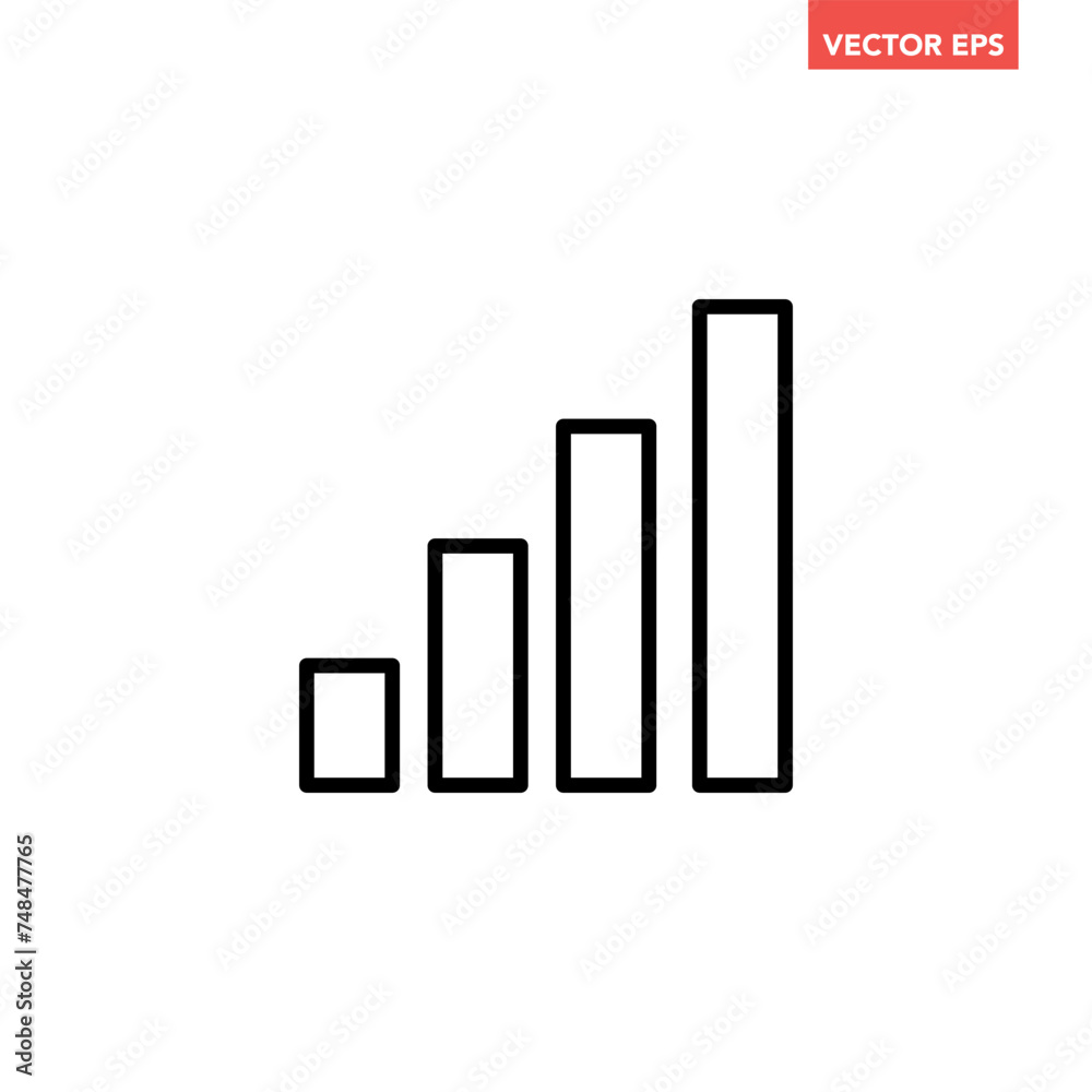 Black single signal bar status line icon, simple full phone bar flat design illustration pictogram, infographic vector for app ads web banner button ui interface elements isolated on white background Black single signal bar status line icon, simple full phone bar flat design illustration pictogram, infographic vector for app ads web banner button ui interface elements isolated on white background