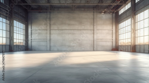 Empty warehouse with numerous windows © crazyass