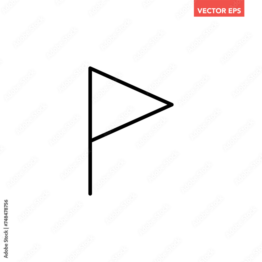 Black single flag line icon, simple flat design pictogram, infographic vector for app logo web button ui ux banner interface elements isolated on white background Black single flag line icon, simple flat design pictogram, infographic vector for app logo web button ui ux banner interface elements isolated on white background