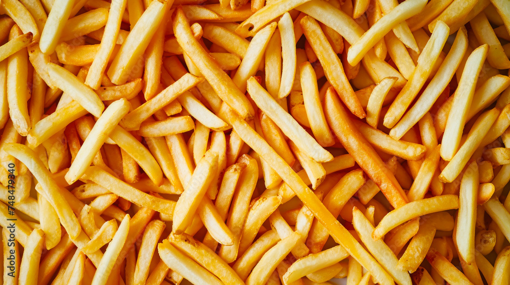 Pile of French Fries on Table Pile of French Fries on Table