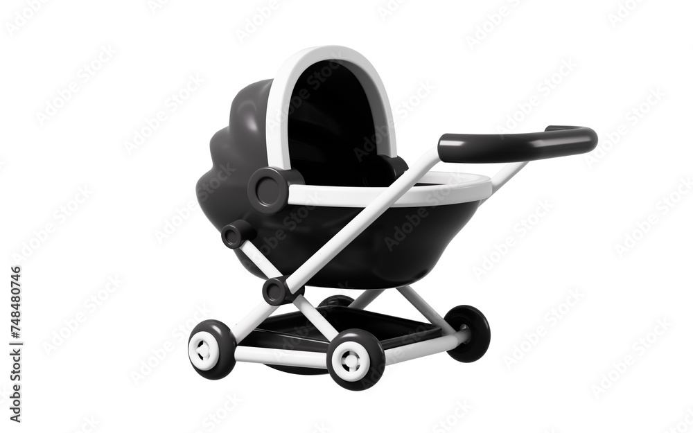 Cartoon baby folding stroller, baby carriage, baby product, 3d rendering. Cartoon baby folding stroller, baby carriage, baby product, 3d rendering.