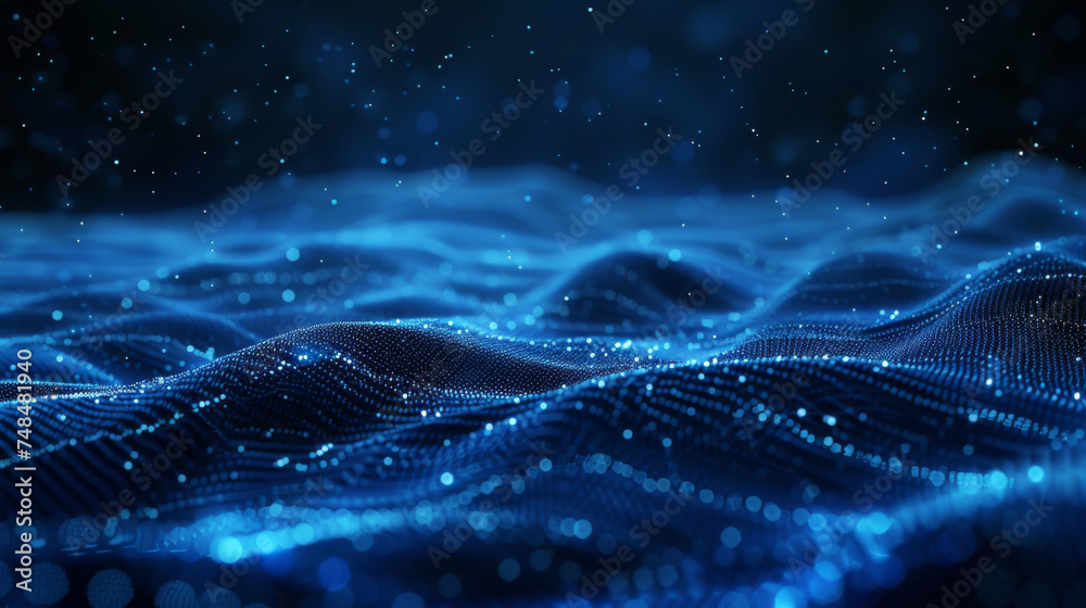 Blue waves and lines on a dark background. Blue waves and lines on a dark background.