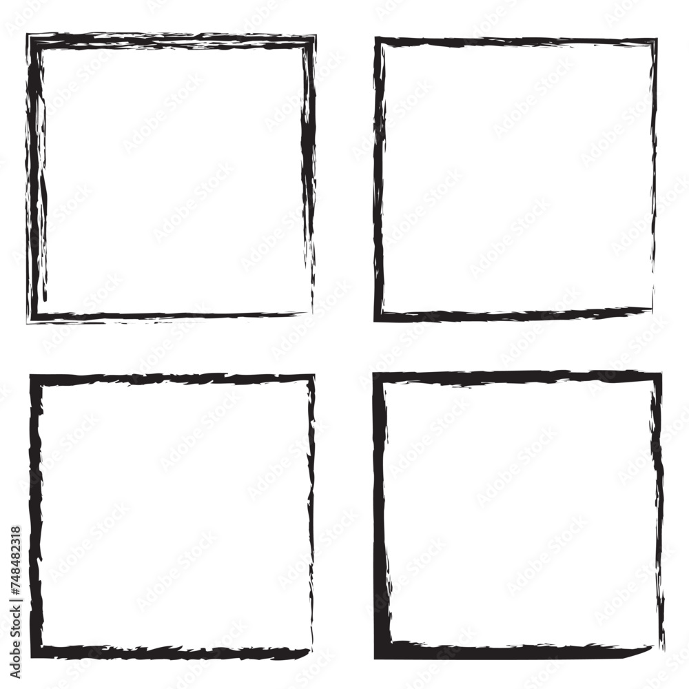 Grunge frames vector set. Grunge ink illustration. Grunge style set of square shapes. Hand drawn brush strokes. Dirty grunge design frames Grunge frames vector set. Grunge ink illustration. Grunge style set of square shapes. Hand drawn brush strokes. Dirty grunge design frames