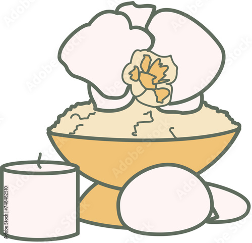 spa massage seasalt candle doodle flat color 